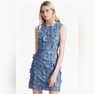 FRENCH CONNECTION Manzoni 3D floral lace dress Meru Blue XXS/Size 2 NWT